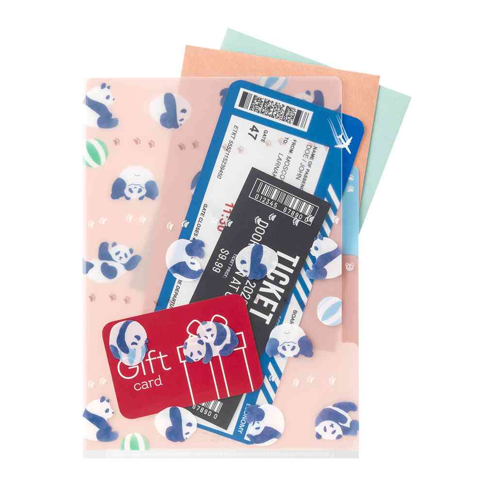 ミドリ 3ポケットクリアホルダー<A5> パンダ柄A 1個