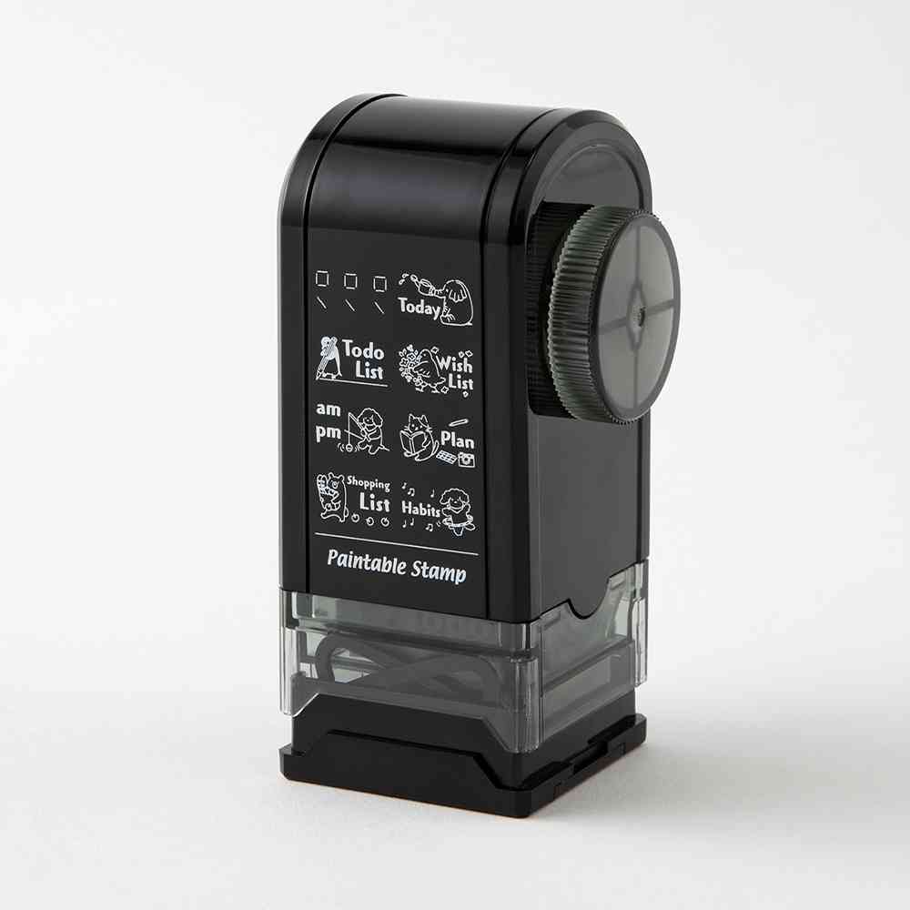 ミドリ スタンプ 回転印 ダイヤル リスト柄 1個