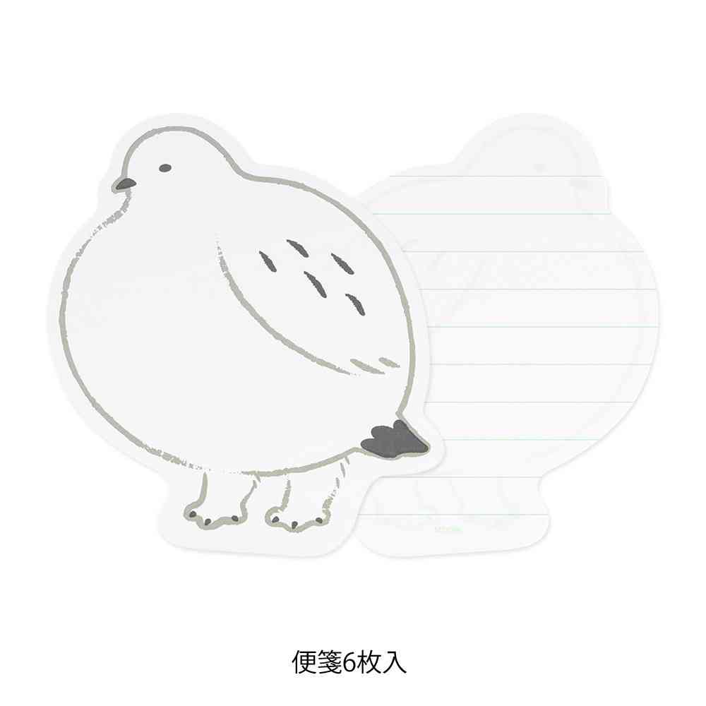 ミドリ レターセット925 ダイカット ライチョウ柄 便箋/6枚入、封筒/3枚入