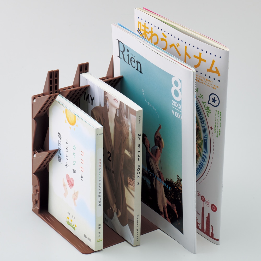 リヒト 1冊でも倒れないブックスタンド A4 ブラウン 1台