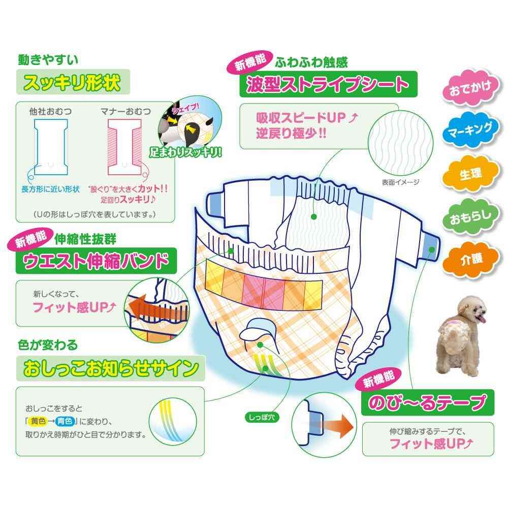 男の子&女の子のためのマナーおむつ のび~るテープ SS 64枚 メーカー直送▼返品・キャンセル不可【他商品との同時購入不可】