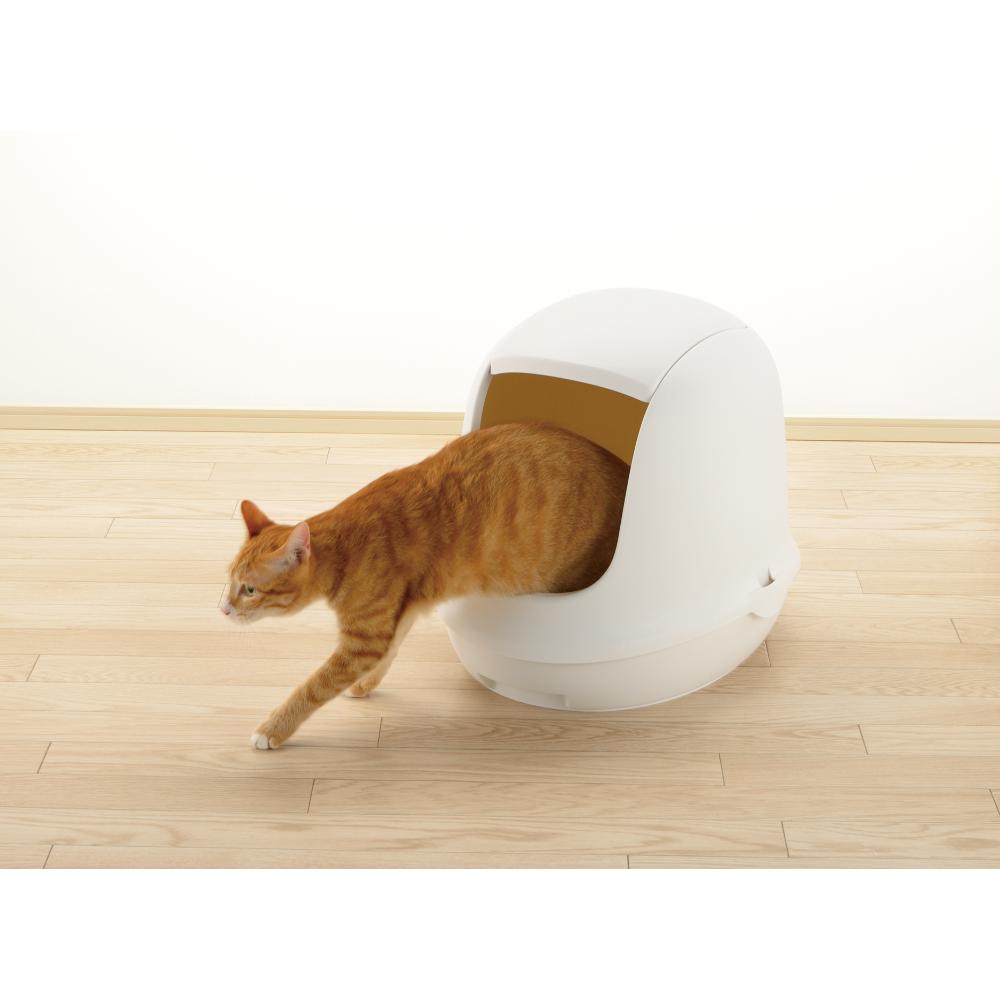 ラプレ ネコトイレ フード付 ホワイト メーカー直送▼返品・キャンセル不可【他商品との同時購入不可】