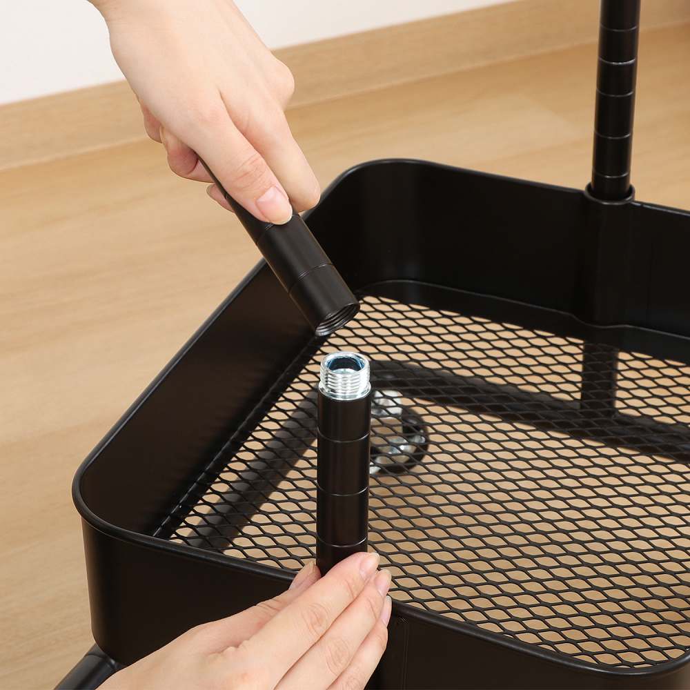 高さが調整できるワゴン マルシェ ブラック 45068 メーカー直送 ▼返品・キャンセル不可【他商品との同時購入不可】