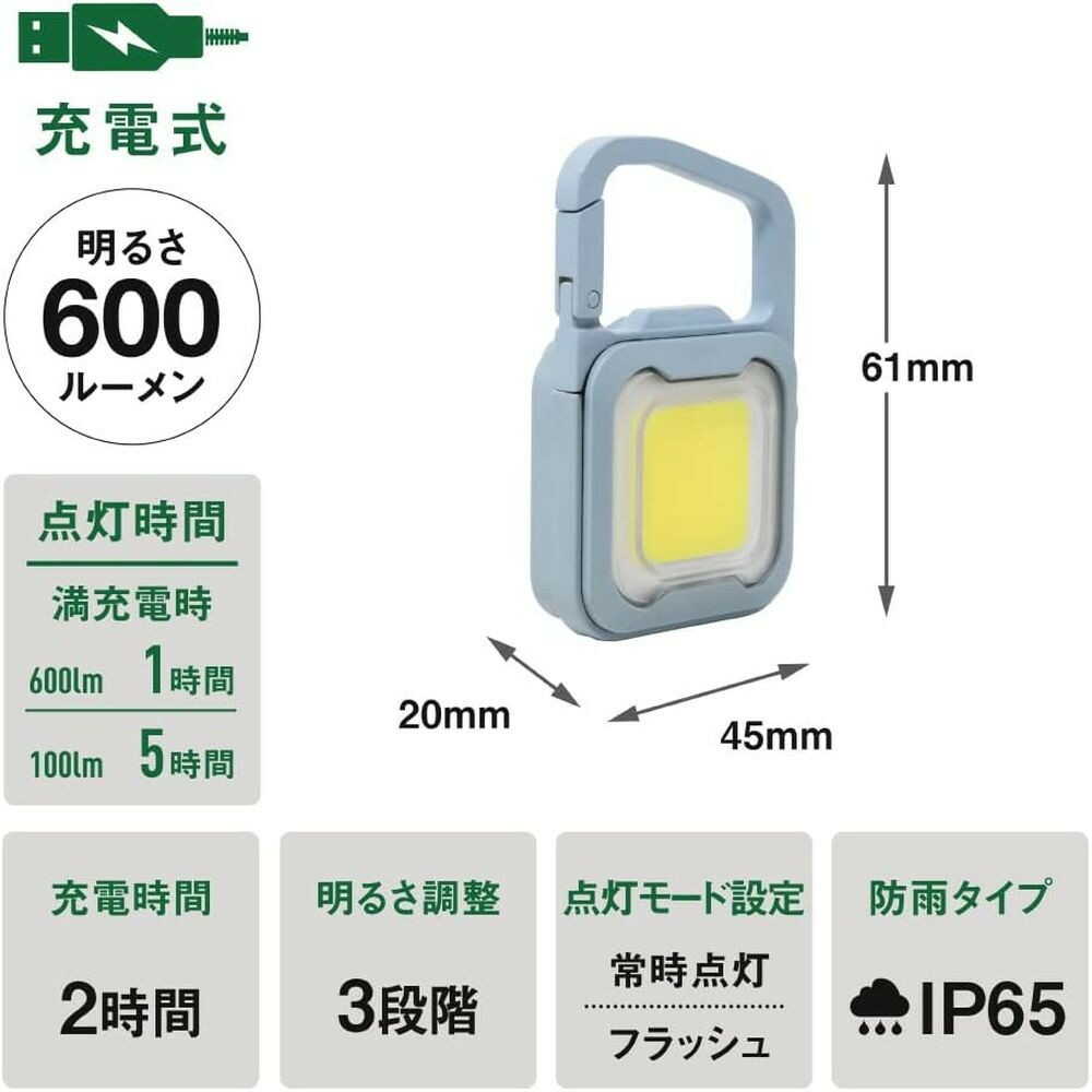 ムサシ 充電式 ぴかり MINI LIGHT ダスティブルー WRC-22DB ダスティブルー