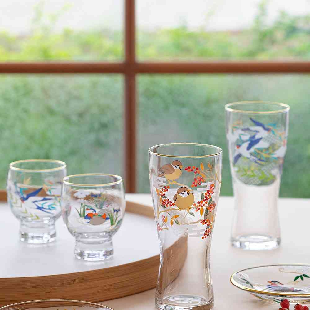 アデリア プレミアムニッポンテイスト 吉祥花鳥 丸皿 雀と南天: サン