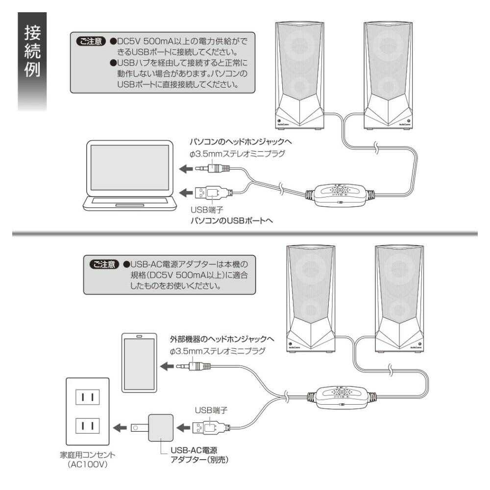 オーム電機 USB電源スピーカー LEDイルミネーション機能付 1セット ブラック