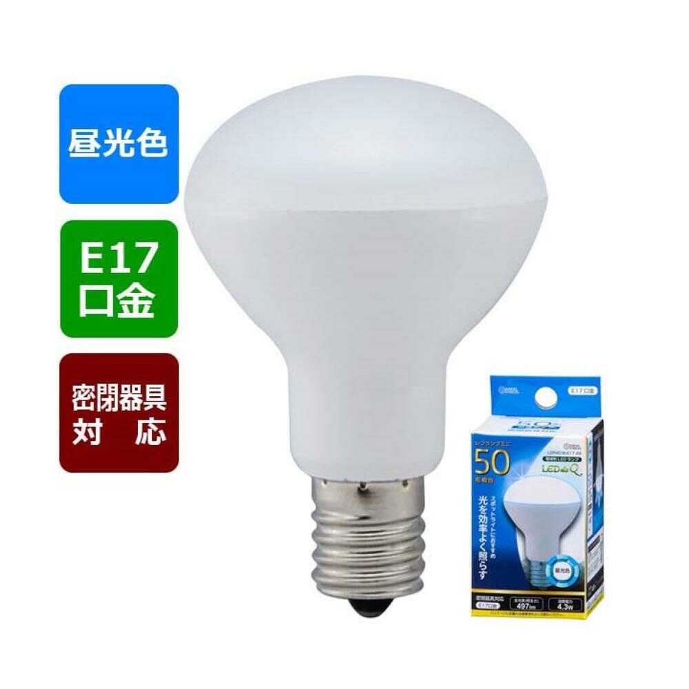 オーム電機 LED電球 ミニレフランプ形 E17 50形相当 1個 昼光色
