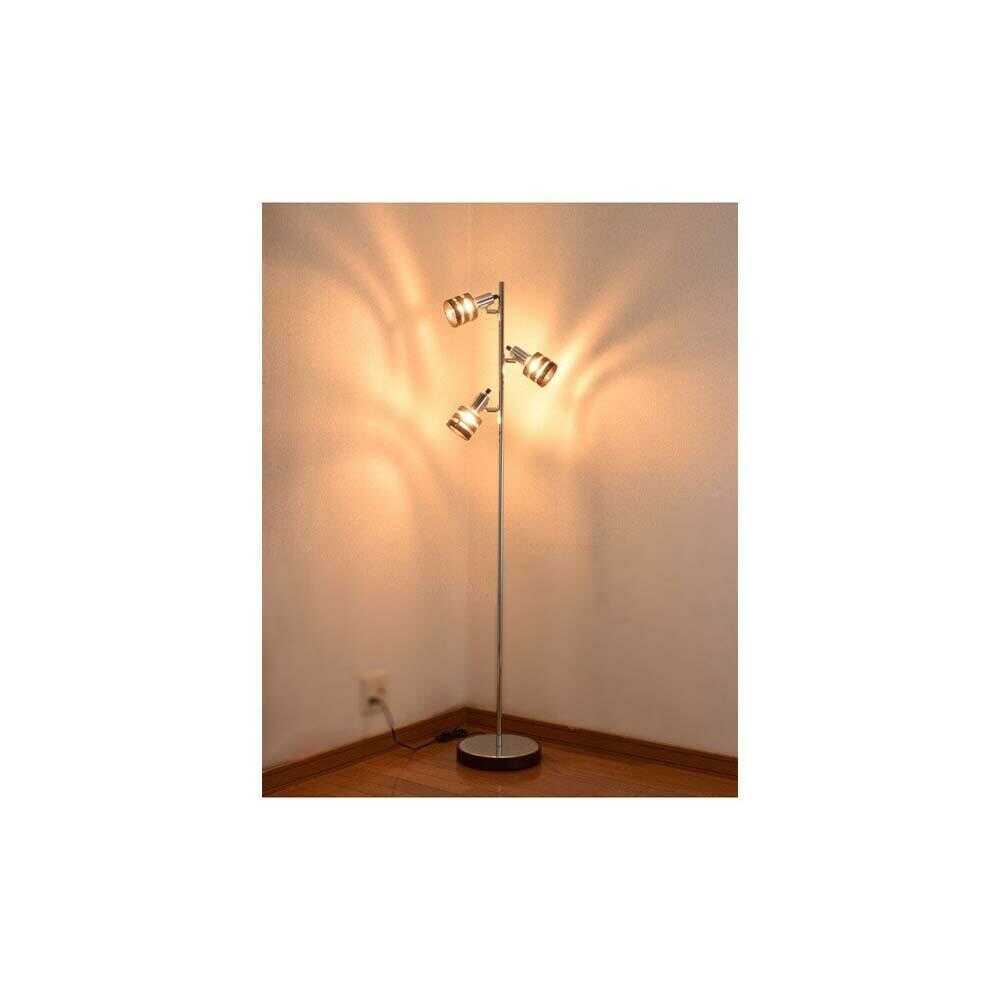 オーム電機 フロアスタンド ウッドリング 木枠 E17口金 ダークブラウン