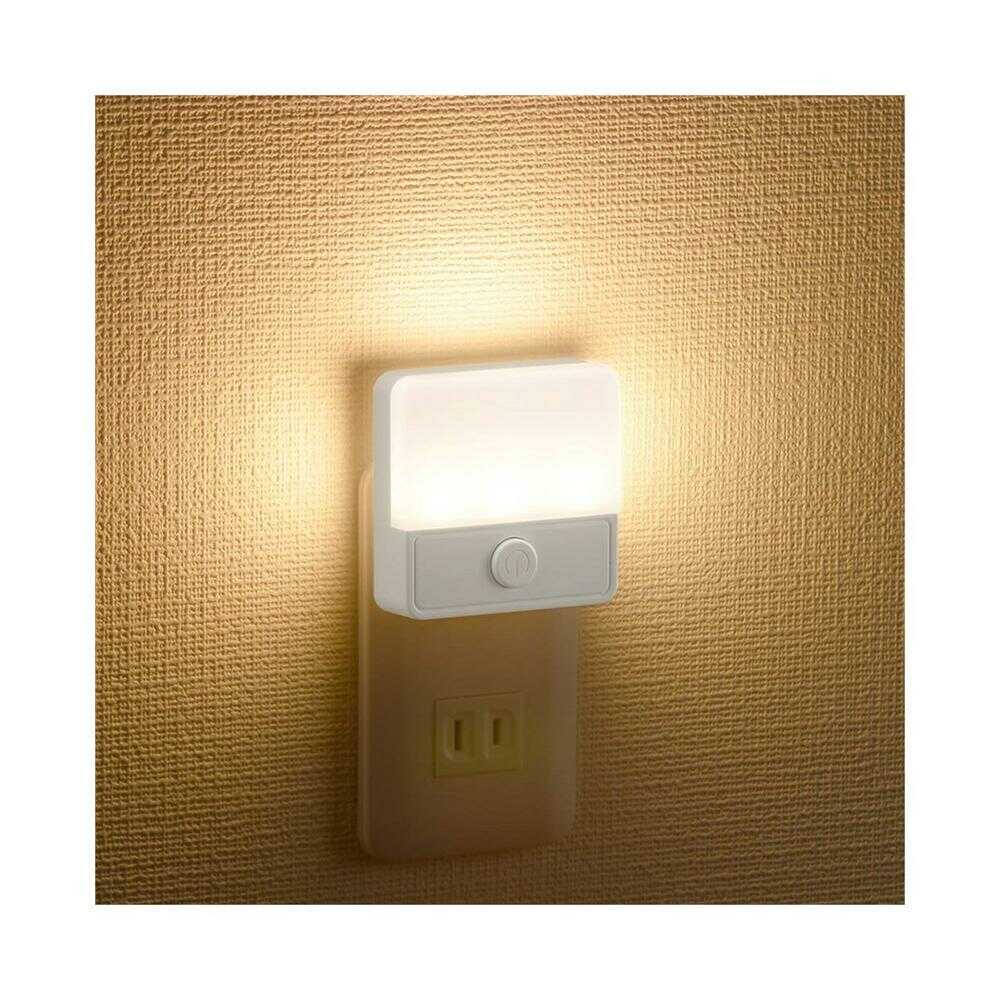 オーム電機 薄型LEDナイトライト スイッチ式 電球色 ホワイト