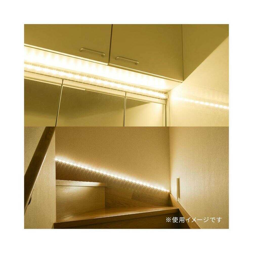 オーム電機 LEDテープライト 明暗人感 乾電池式 1m ホワイト