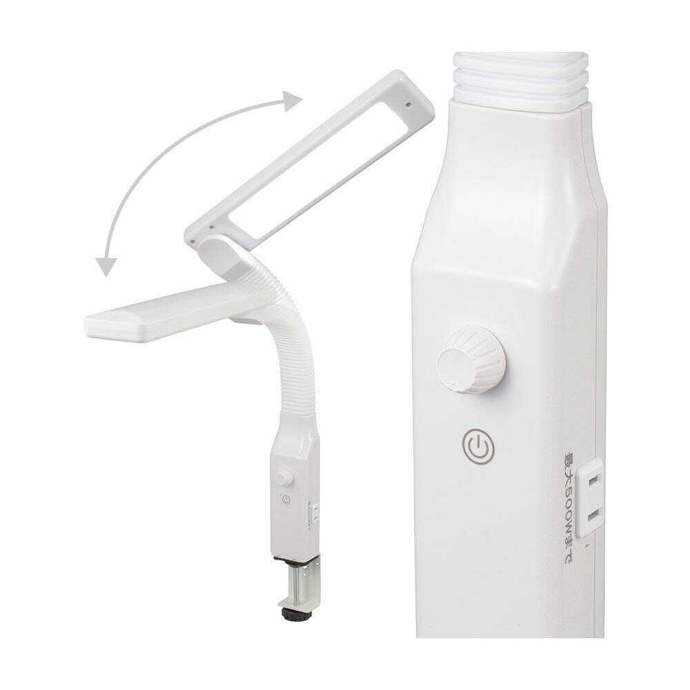 オーム電機 LEDクランプライト 調光付 ホワイト ホワイト