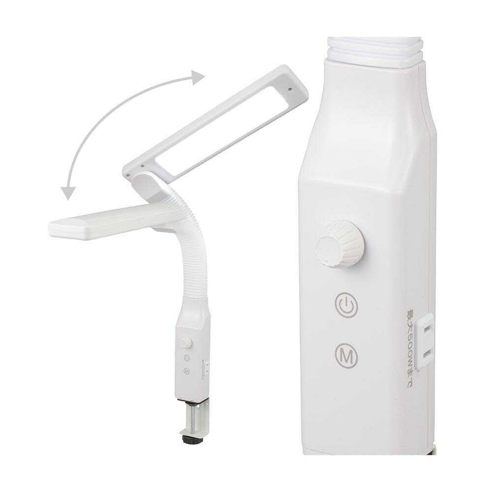 オーム電機 LEDクランプライト 調光調色付 ホワイト ホワイト