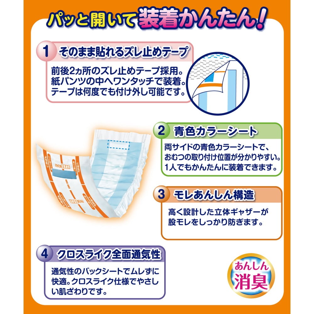 【大人用紙おむつ類】エルモア いちばん 紙パンツ用パッド 男女共用 2回吸収 36枚【6個セット】