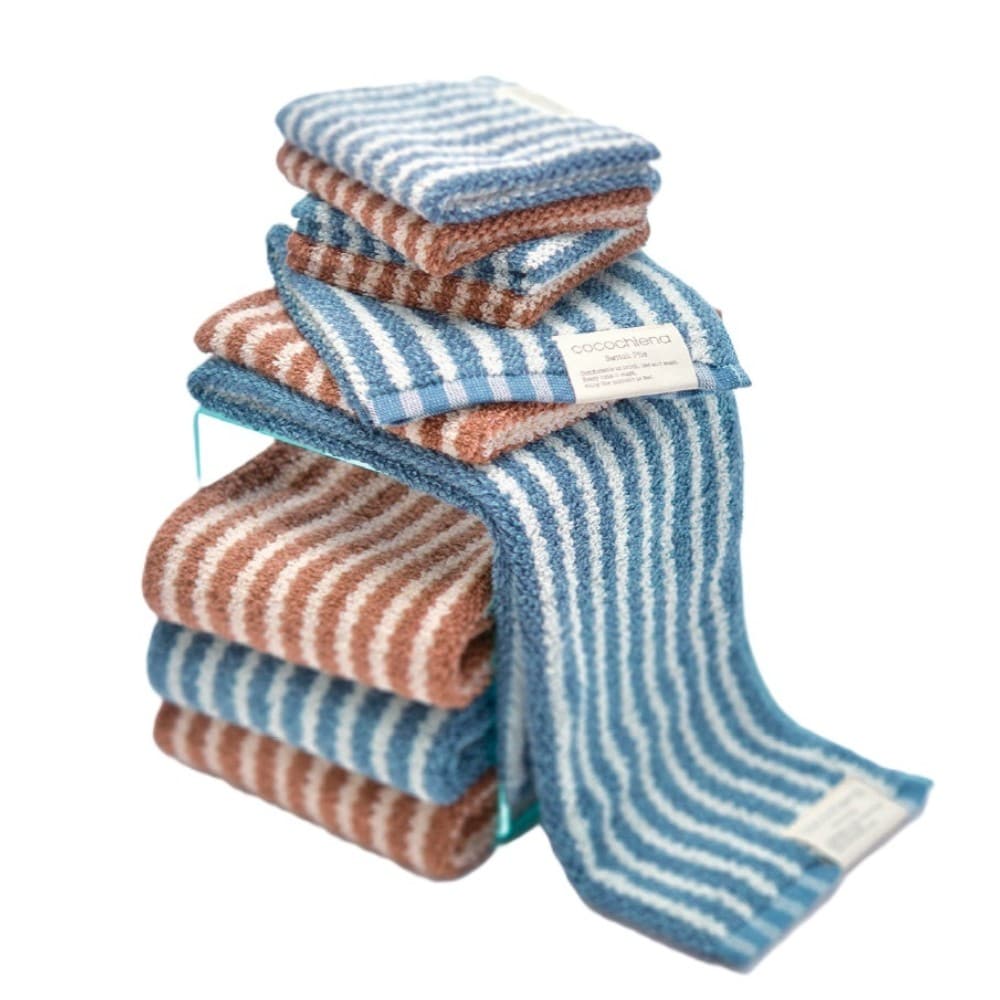 日繊商工 ココチエナ ライン フェイスタオル ネイビーブル 1枚