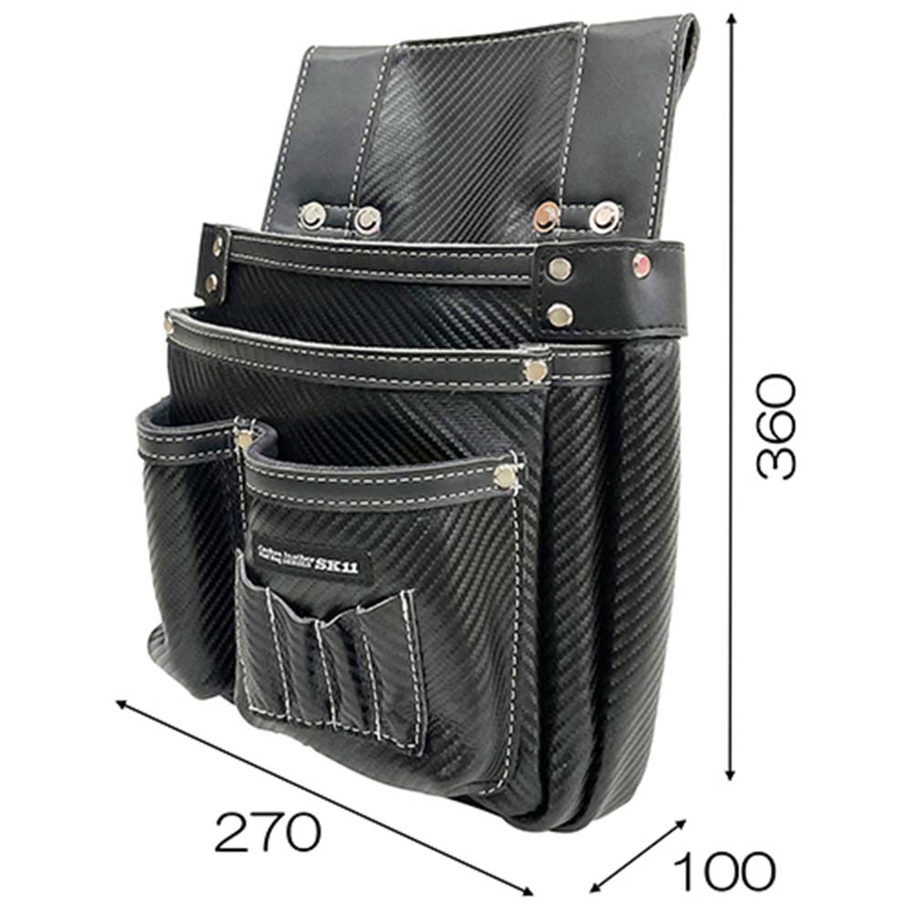 カーボンレザー釘袋 SK-CLK-BPブラック メーカー直送 ▼返品・キャンセル不可【他商品との同時購入不可】