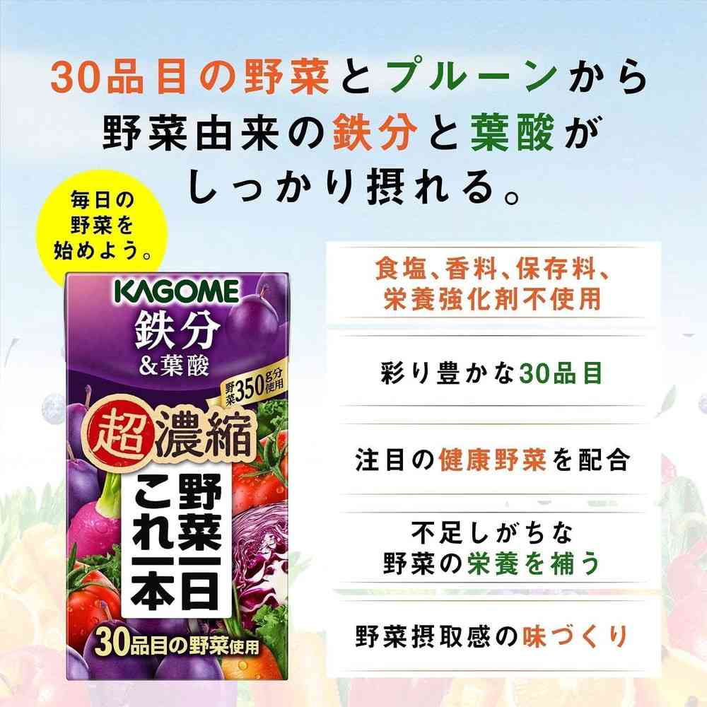 ◆カゴメ 野菜一日これ一本超濃縮 鉄分&葉酸 125ml
