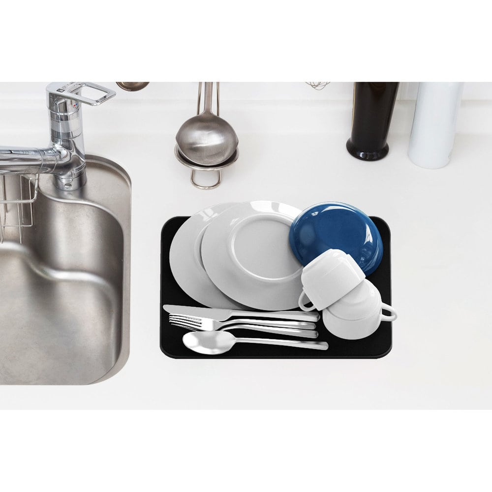 アイオン 超速乾・超吸水 水切りマット&クロス Lサイズ ブラック