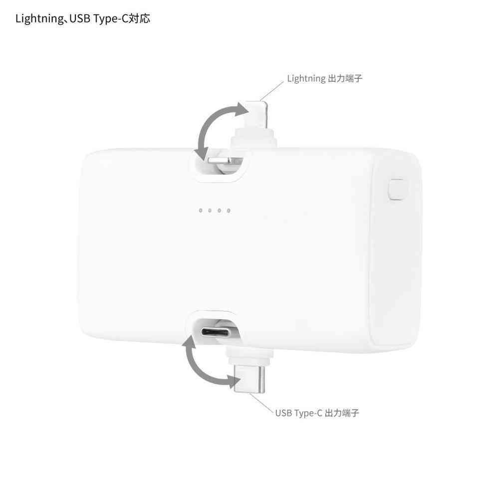 グルマンディーズ ちいかわ 古本屋 Lightning /Type-C コネクタ付き リチウムイオン充電器 4000mAh 1個