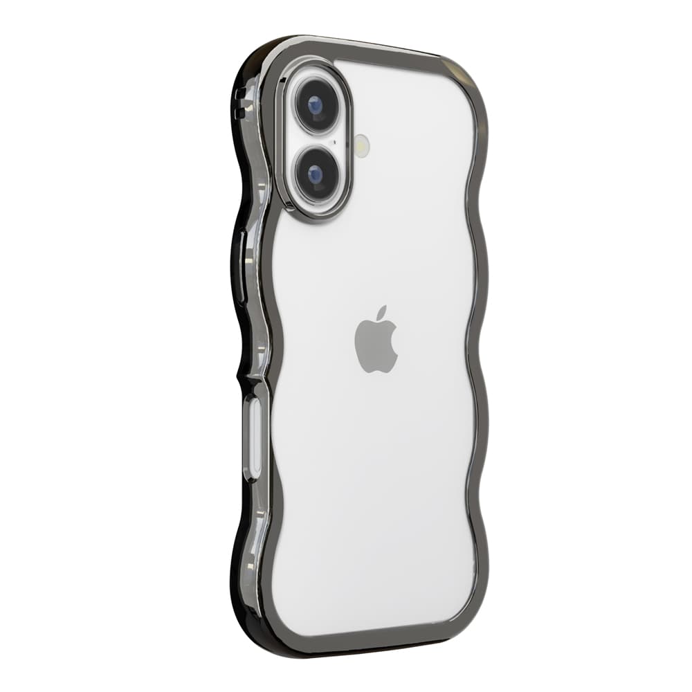 PGA iPhone 17用 ウェーブケース メタルブラック PG-25AWH02BK 35g