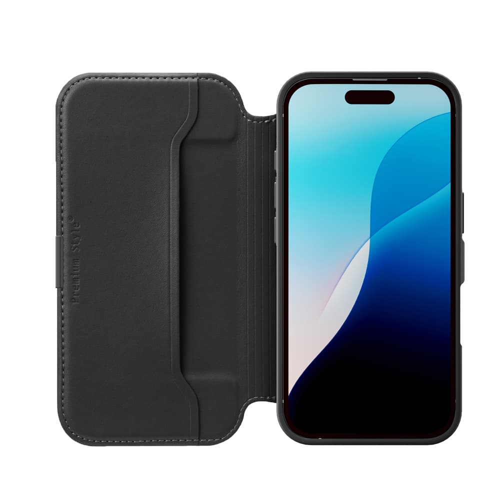 PGA iPhone 17 Pro Max用 ガラスフリップケース ブラック 85g