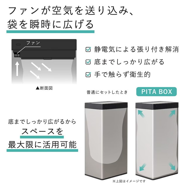袋を自動で広げるゴミ箱 PITA BOX 30L SBTG26SSL 【直送品】 返品・キャンセル・他商品と同時購入は不可