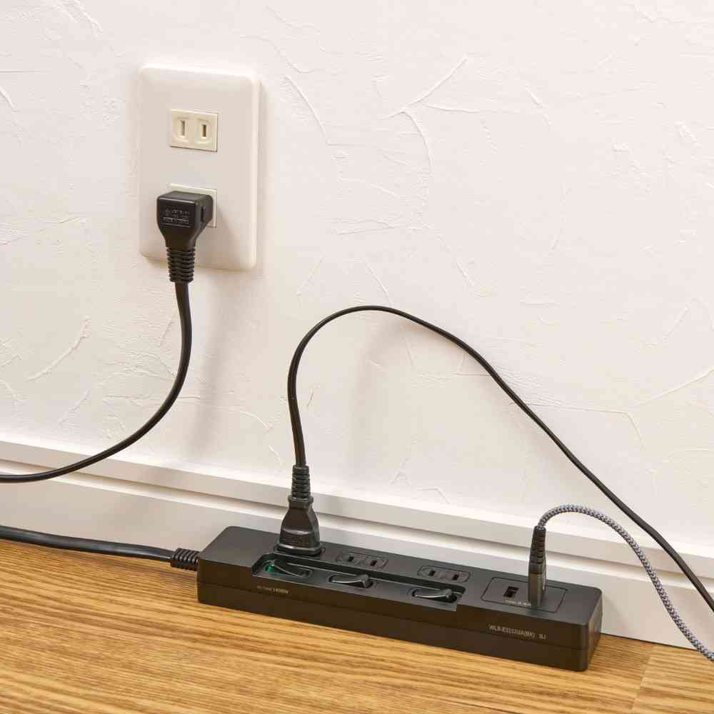 エルパ ELPA ランプレスSW付きUSBタップ WLS-E3232UA(BK)