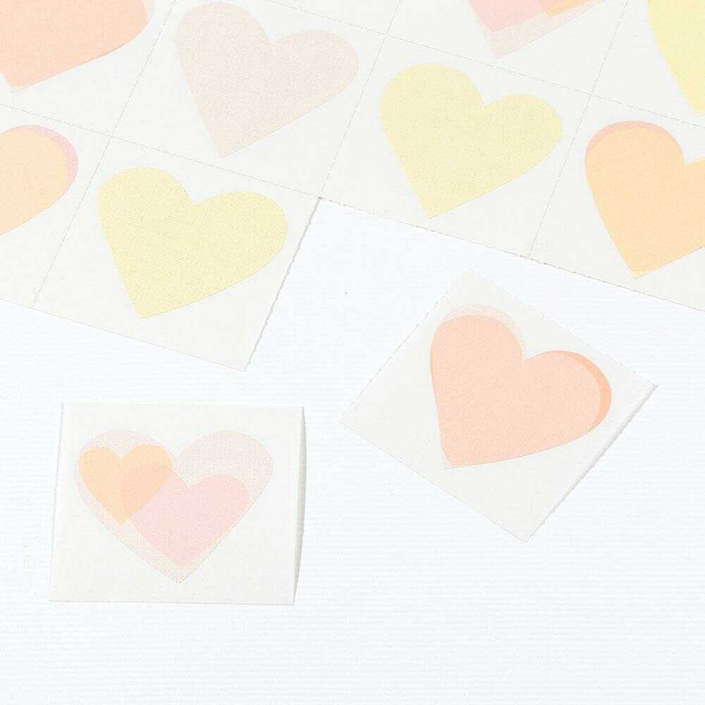 ミドリ カラー色紙 寄せ書きシール付 ハート柄 1枚