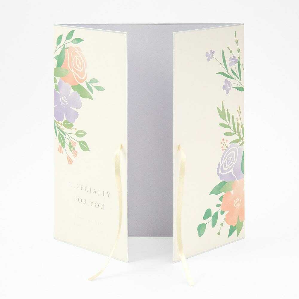 ミドリ カラー色紙 両開き リボン 花柄 1枚