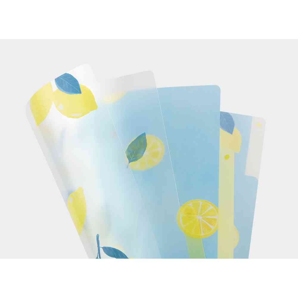 ミドリ 3ポケットクリアホルダー<A5> レモン柄A 1個