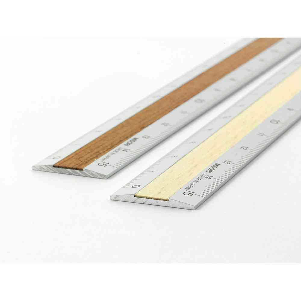 ミドリ アルミ&ウッド定規<15cm> うす茶 1個
