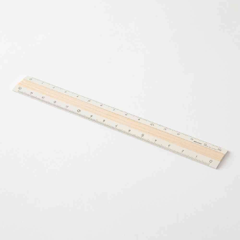 ミドリ アルミ&ウッド定規<15cm> アイボリー 1個