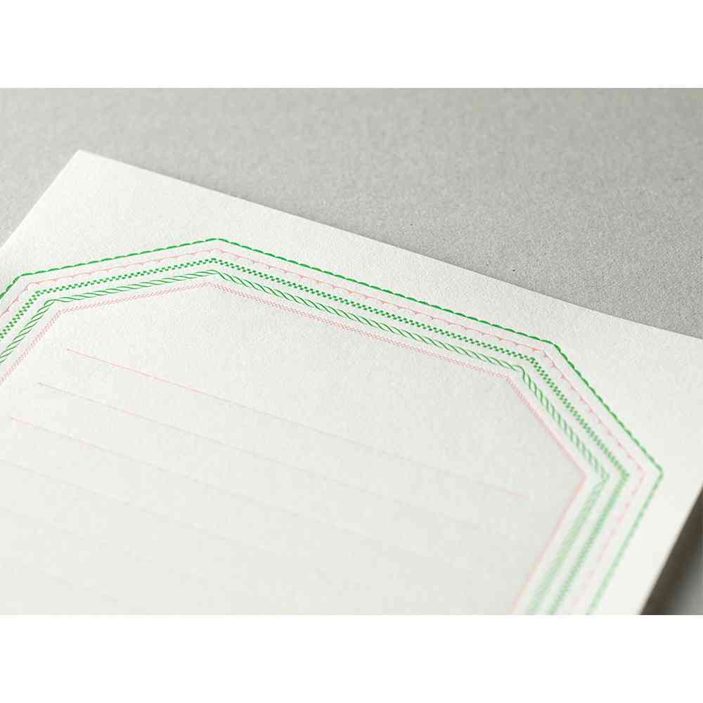 ミドリ レターセット462 活版 フレーム柄 ピンク 便箋/8枚入、封筒/4枚入