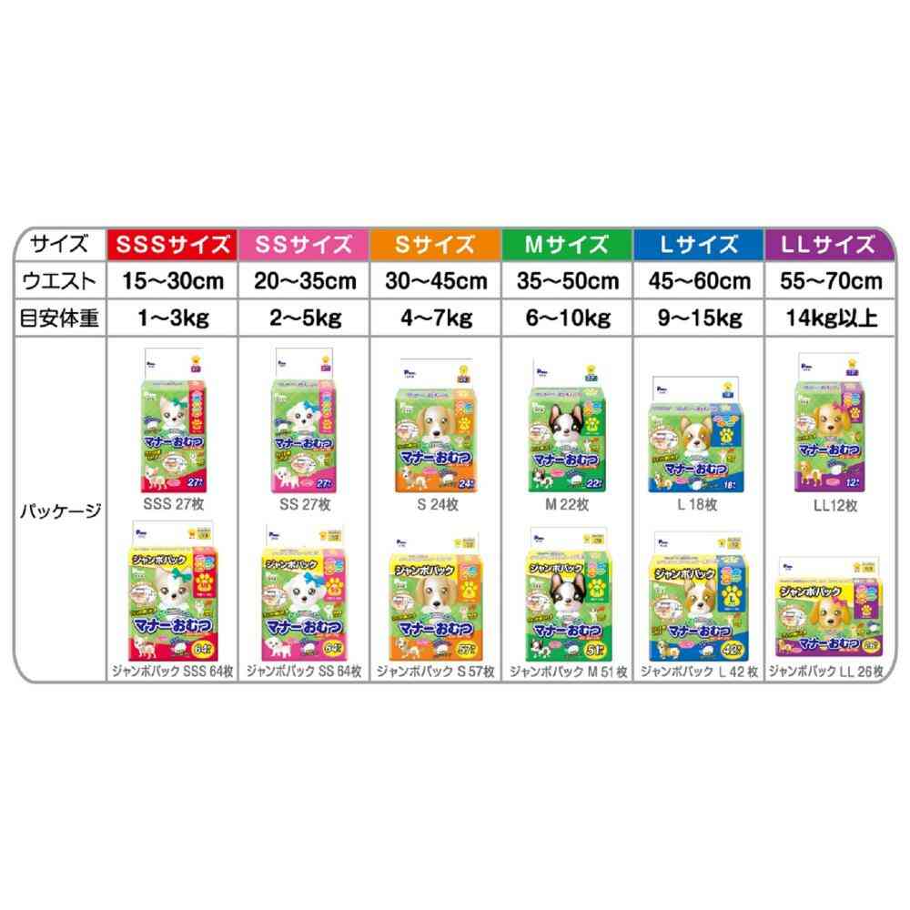 男の子&女の子のためのマナーおむつ のび~るテープ SSS 64枚 メーカー直送▼返品・キャンセル不可【他商品との同時購入不可】