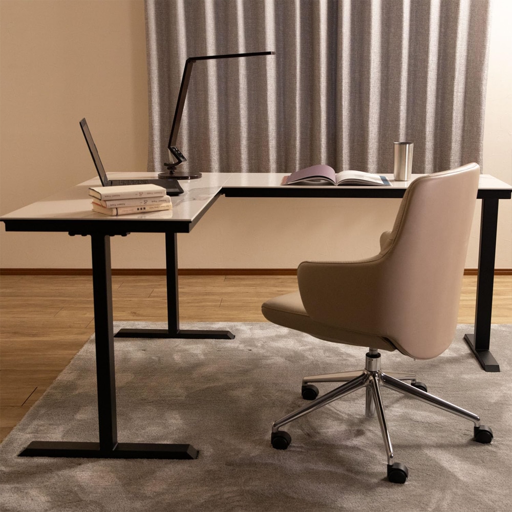 L字型デスク Rosen 110+110 パールホワイト メーカー直送▼返品・キャンセル不可【他商品との同時購入不可】