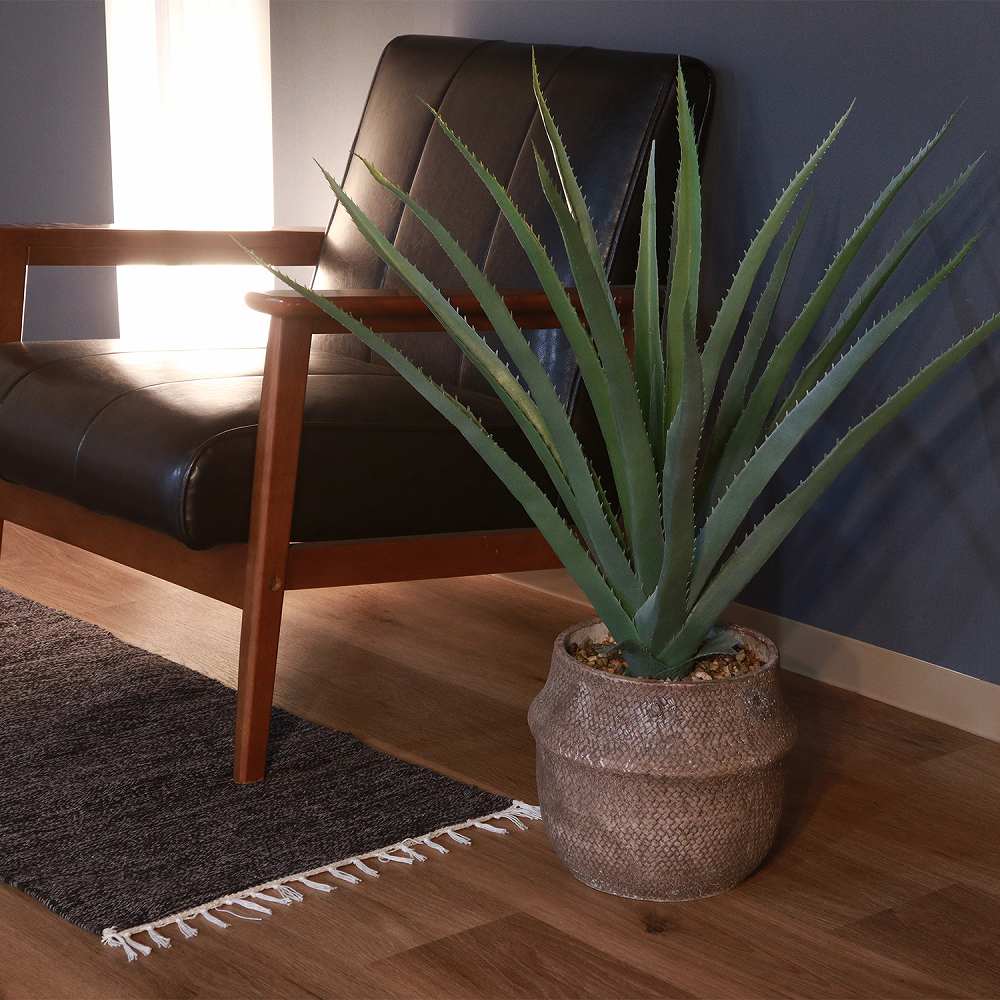 フェイクグリーン アロエ M セメントポット 41136 メーカー直送 ▼返品・キャンセル不可【他商品との同時購入不可】