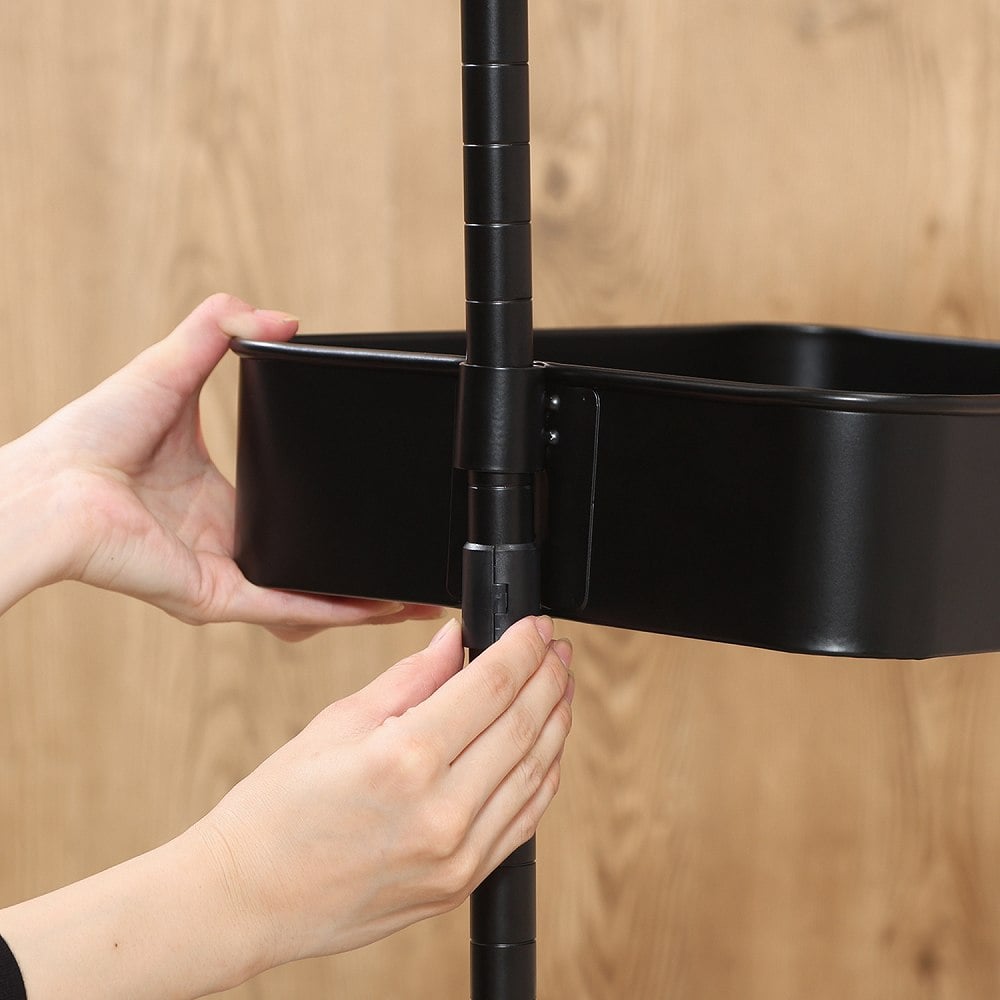 高さが調整できるワゴン マルシェ ブラック 45068 メーカー直送 ▼返品・キャンセル不可【他商品との同時購入不可】