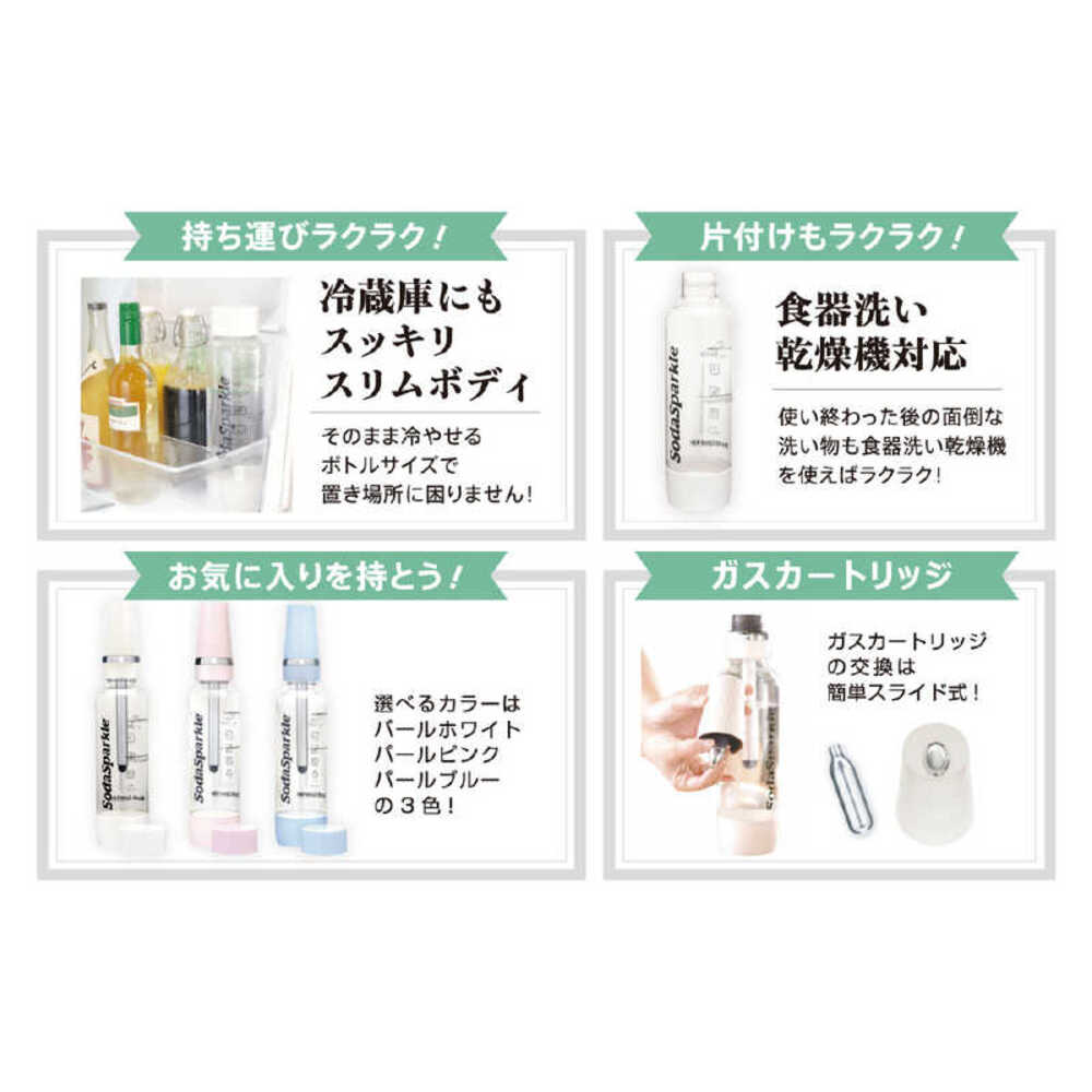 ソーダスパークル マルチスパークルII MS2-1-W 炭酸水メーカー 電源不要 ホワイト 1台