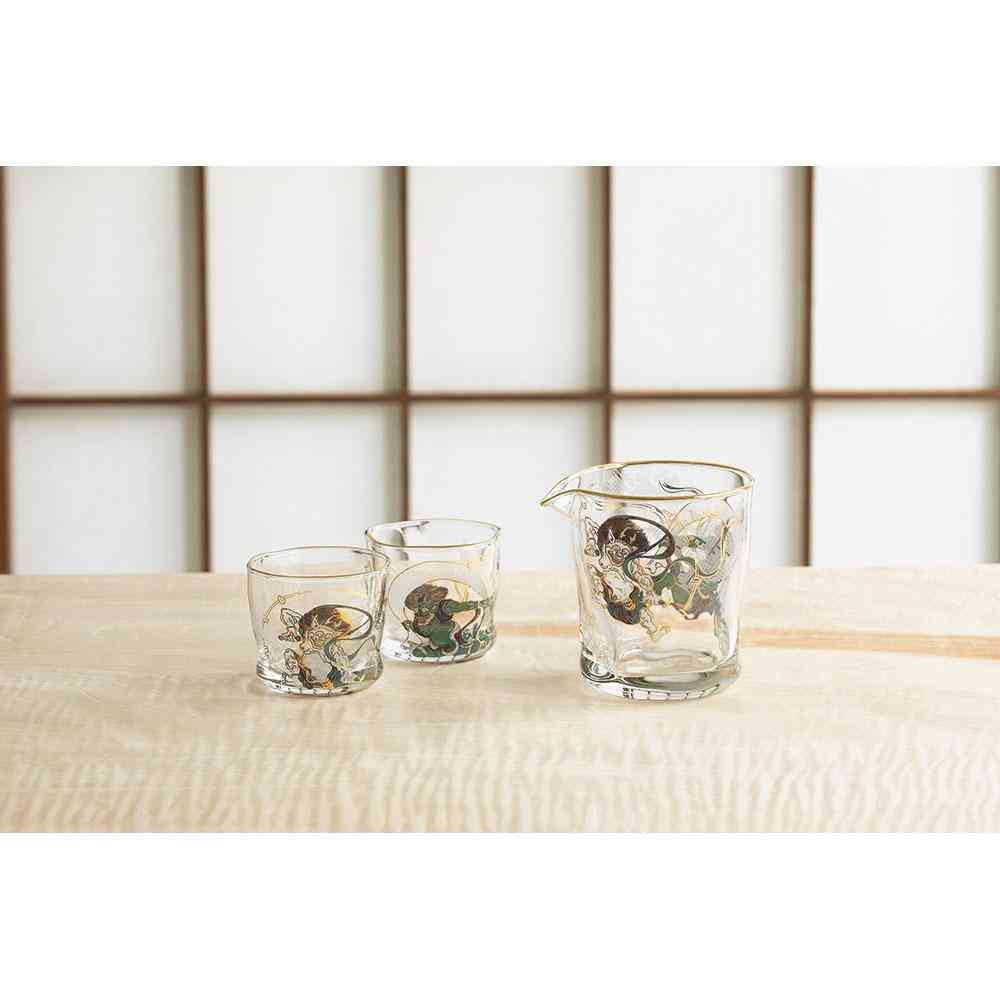 アデリア プレミアムニッポンテイスト 風神雷神酒器セット 片口280ml×1個、盃90ml×2個