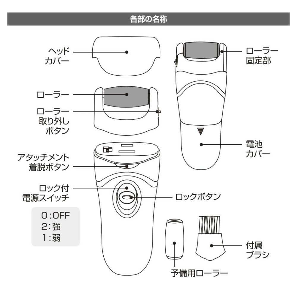 オーム電機 かかと角質ケア ホワイト