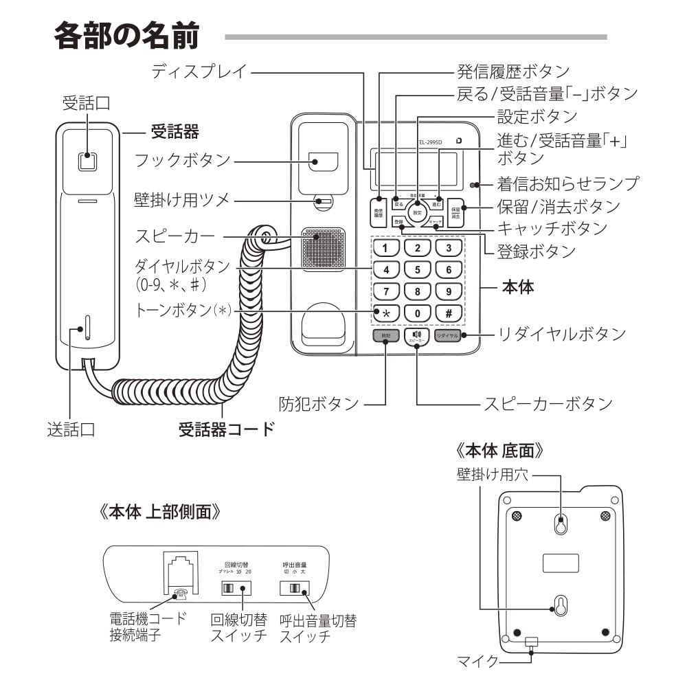 オーム電機 シンプルホン 迷惑電話対策機能付