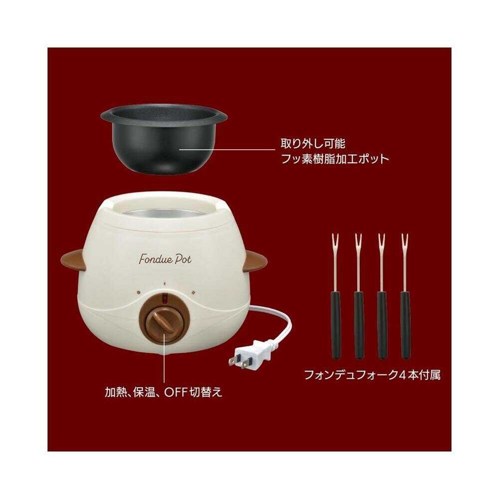 オーム電機 フォンデュポット ホワイト