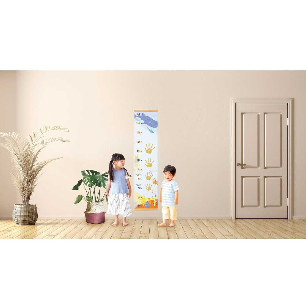 シヤチハタ 手形身長計 フラワー柄 ローズ 1個 スタンプパッドの色:ローズ