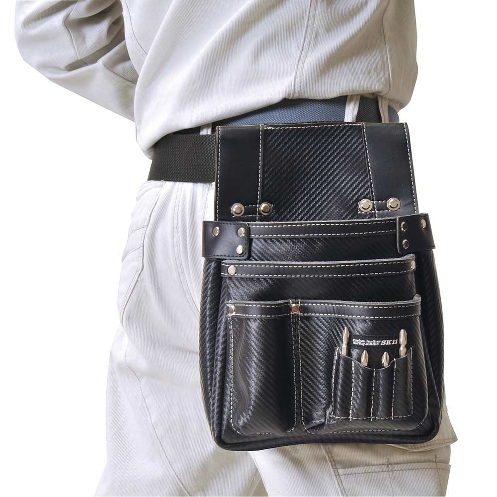 カーボンレザー釘袋 SK-CLK-BPブラック メーカー直送 ▼返品・キャンセル不可【他商品との同時購入不可】