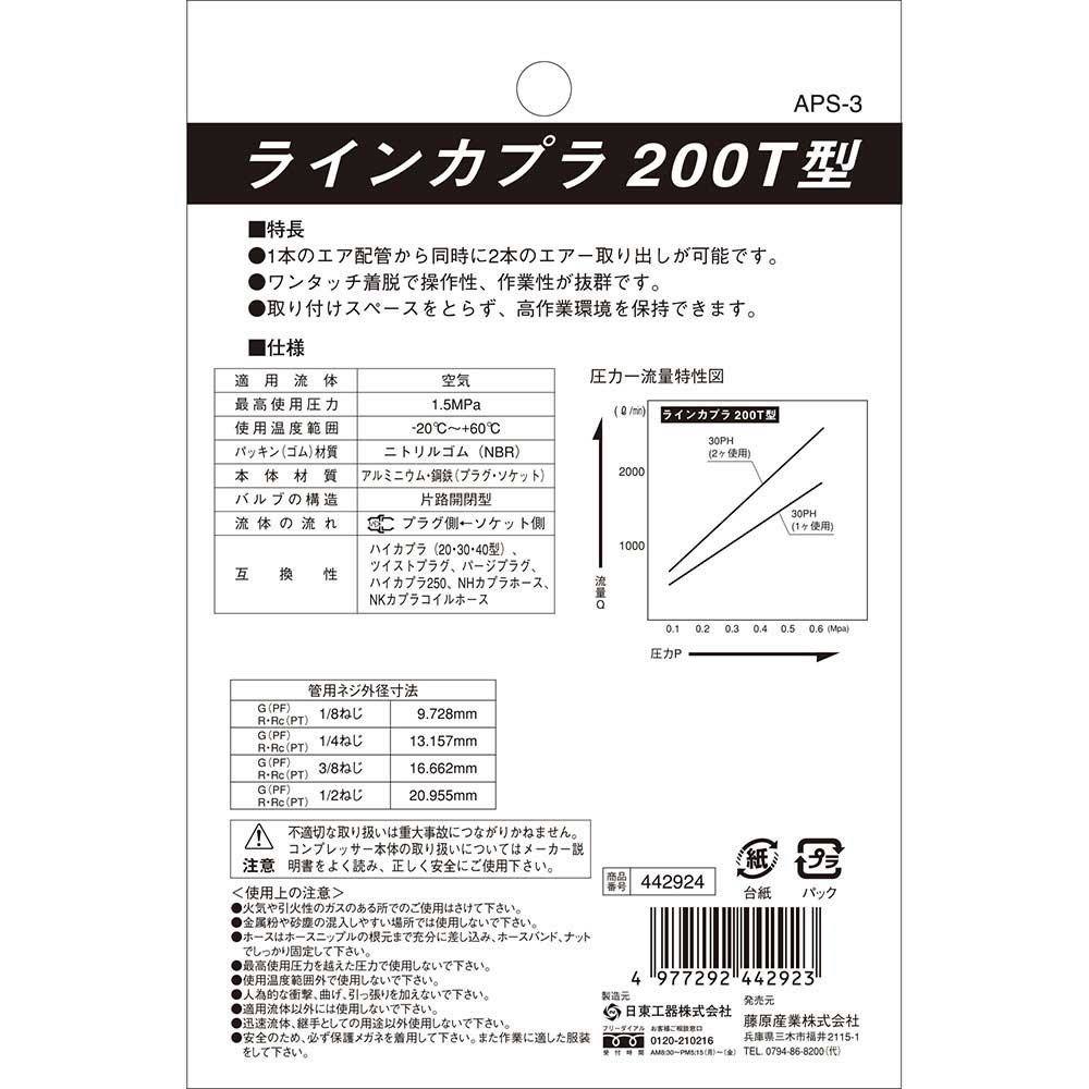 ラインカプラ 200T型 APS-3 【直送品】 返品・キャンセル・他商品と同時購入は不可