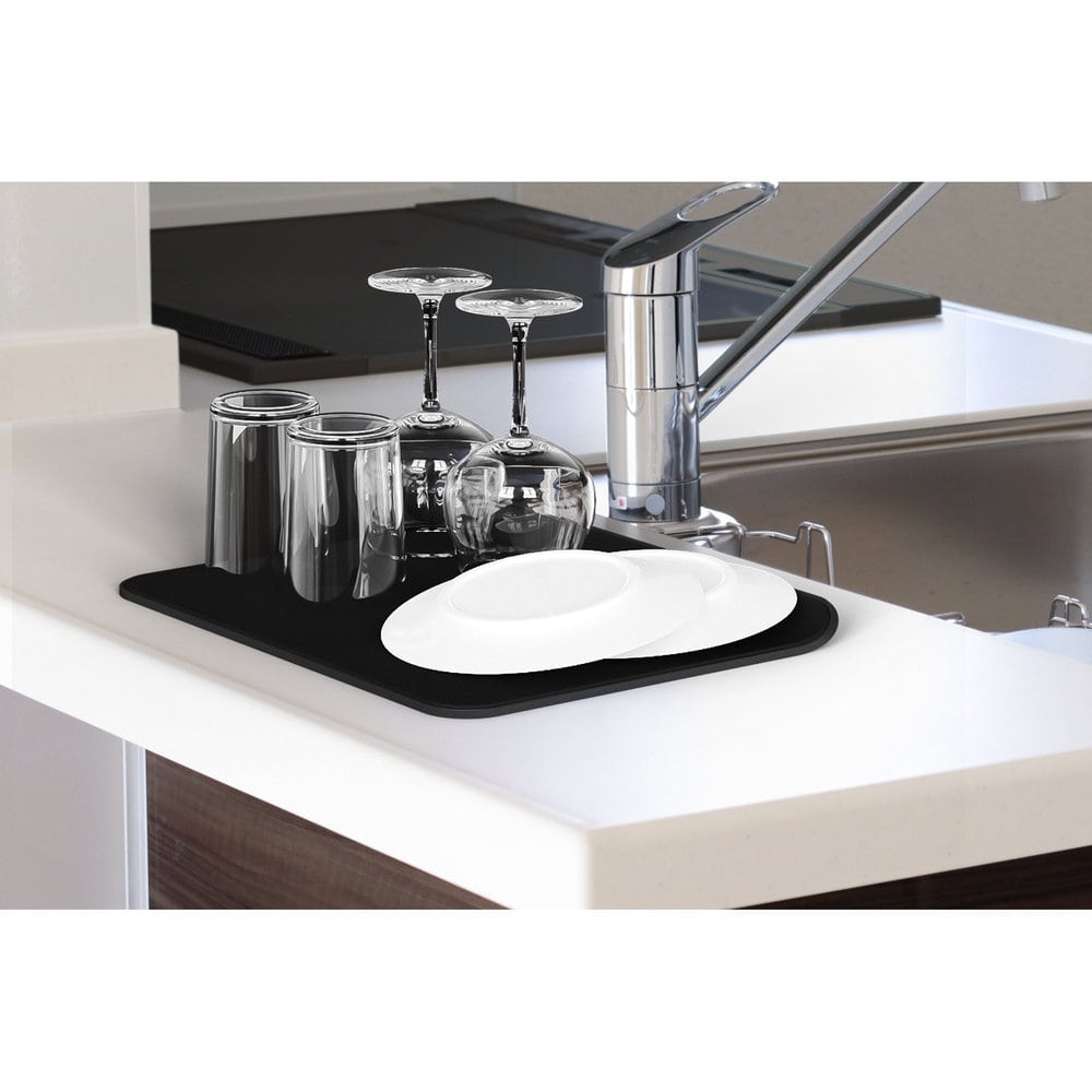 アイオン 超速乾・超吸水 水切りマット&クロス Lサイズ ブラック