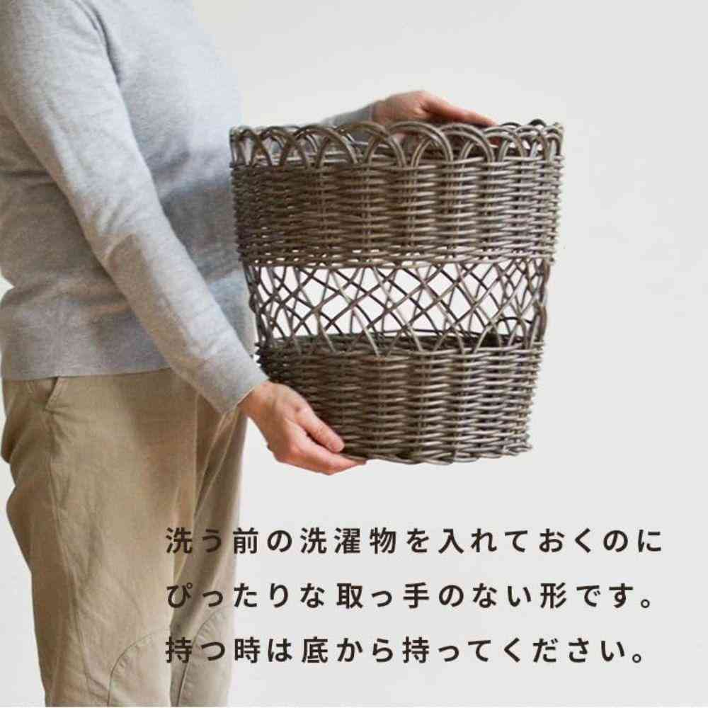 藤栄 PPラタン ラウンド ランドリーバスケット グレー グレー