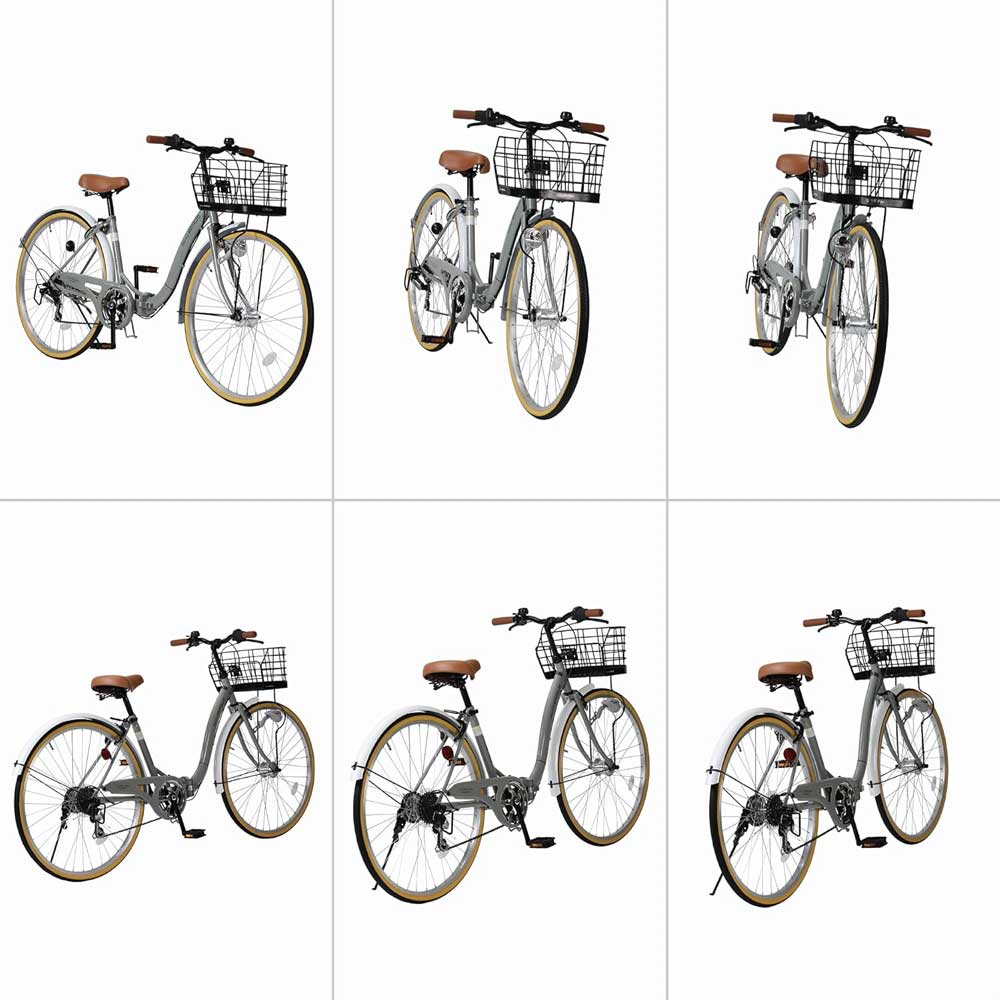 折りたたみシティサイクル 6段変速 オートライト MC509 メーカー直送▼返品・キャンセル不可【他商品との同時購入不可】