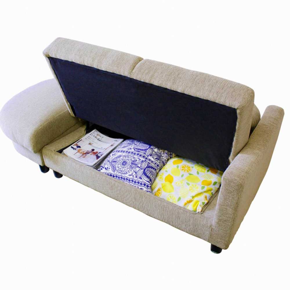 収納庫付コンパクトカウチソファ SO-05K-IV メーカー直送 ▼返品・キャンセル不可【他商品との同時購入不可】