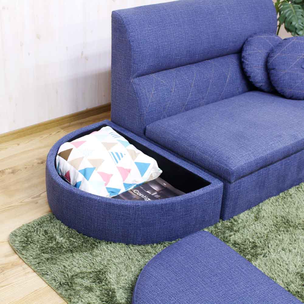 2口コンセント付きのコンパクトカウチソファ SO-CD-BL メーカー直送 ▼返品・キャンセル不可【他商品との同時購入不可】