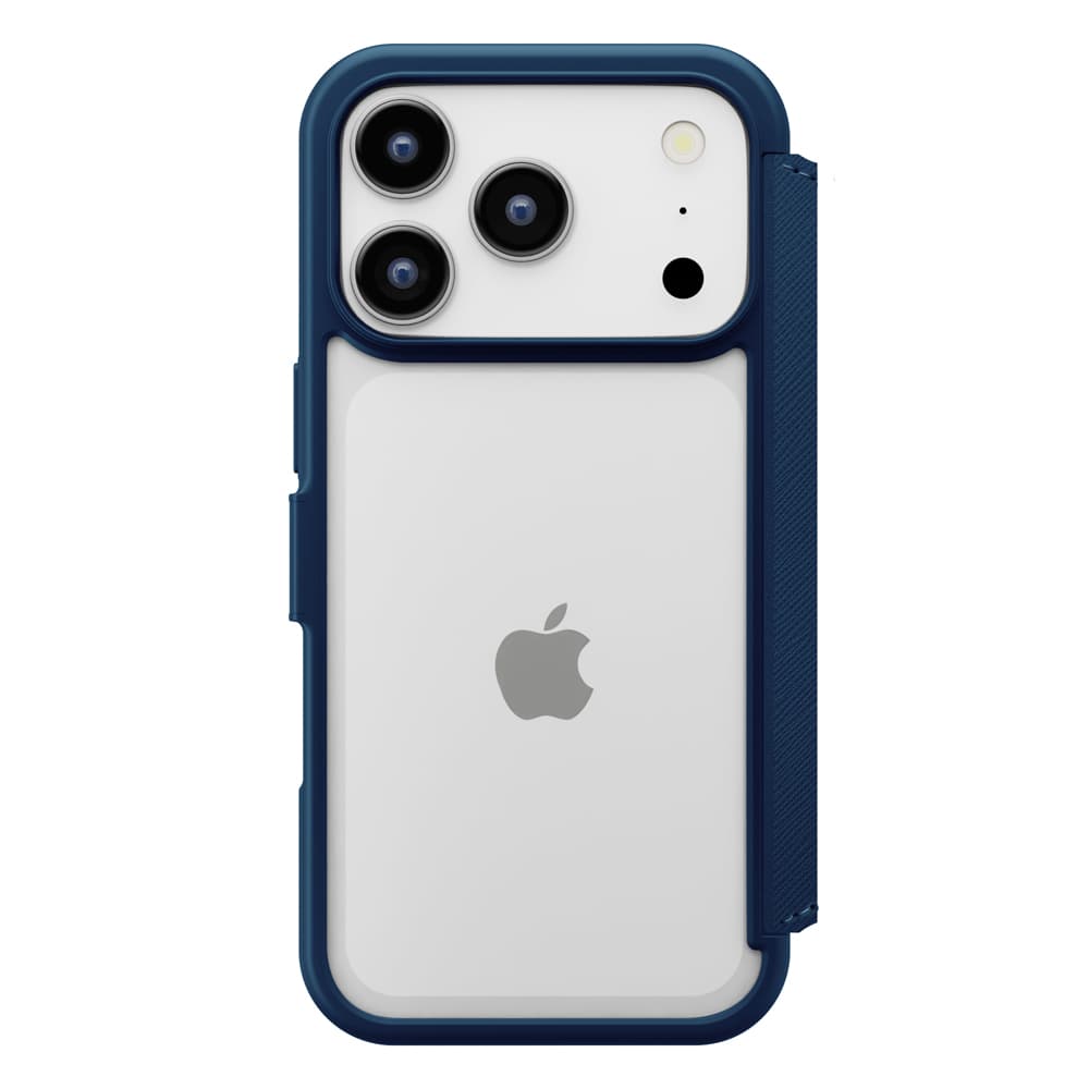 PGA iPhone 17 Pro用 ガラスフリップケース サフィアーノ調/ネイビー 65g